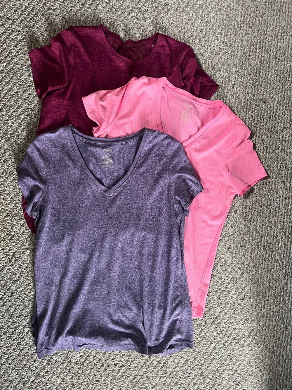 Danskin Women’s Short Sleeve Tees in Purple and Pink and burgundy